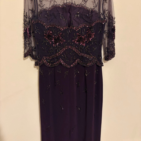 Vintage Jovani Purple Beaded Column Gown Dress Size 8 - Picture 12 of 15